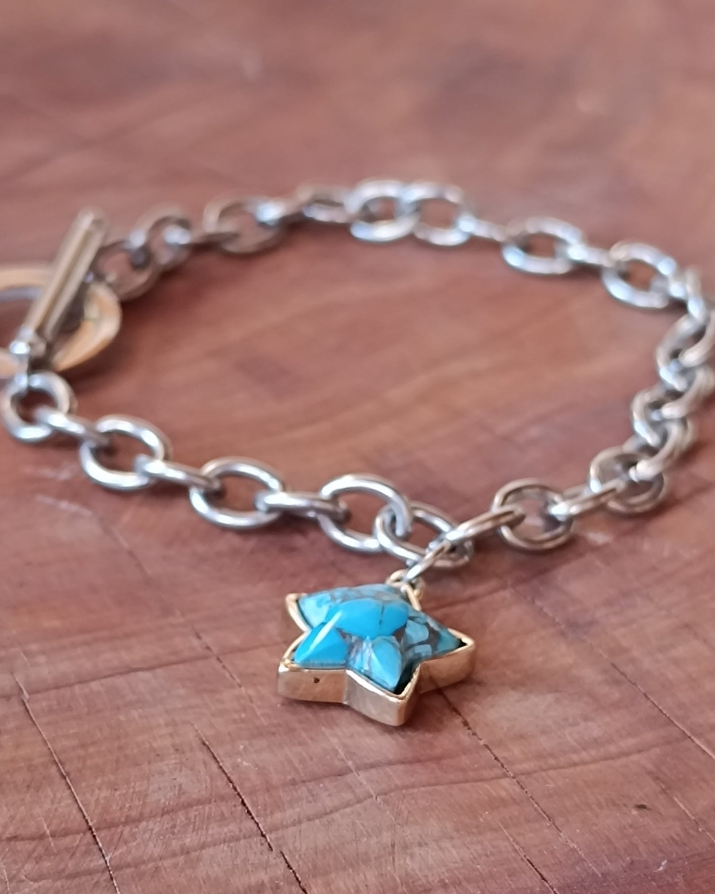 PULSERA DE ESLABONES CON ESTRELLA DE TURQUESA