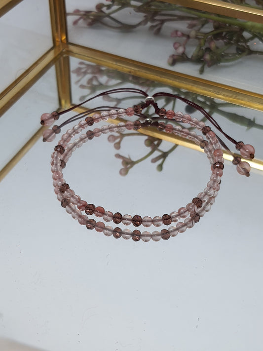 PULSERA MINIMALISTA DE CUARZO ROSA