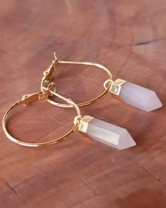 ARGOLLAS CON CUARZO ROSA