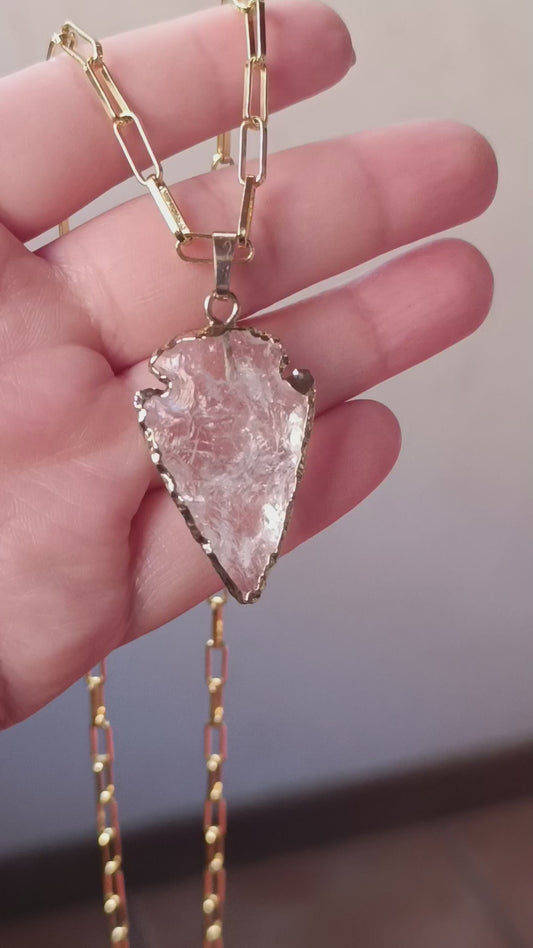 COLLAR DE PUNTA DE FLECHA DE CUARZO CRISTAL
